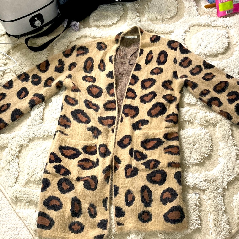 Oversized cheetah cardigan